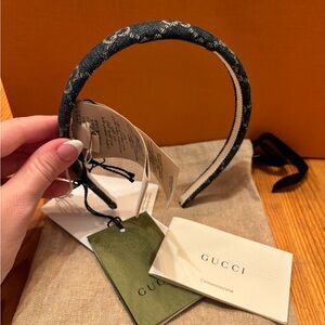 NWT Gucci logo denim headband